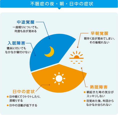 不眠症の夜・朝・日中の症状