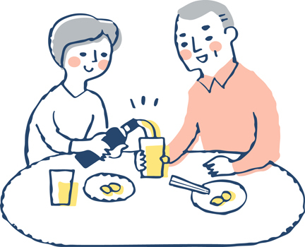 お酒を楽しむ様子のご夫婦