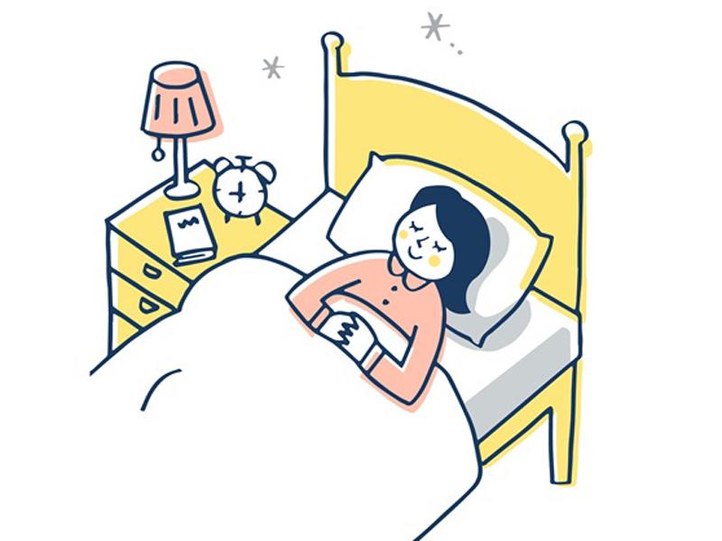 十分な睡眠を取って疲労回復を目指す女性のイラスト