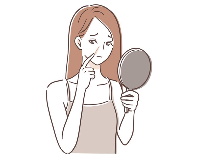 エイジングサインのシワに悩む女性のイラスト