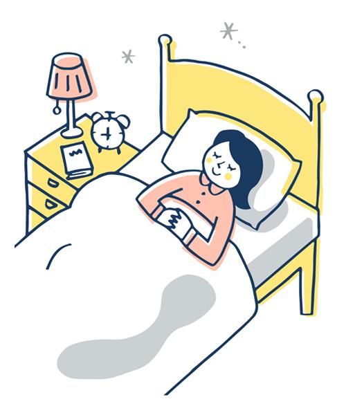 良質な睡眠を取る女性のイラスト