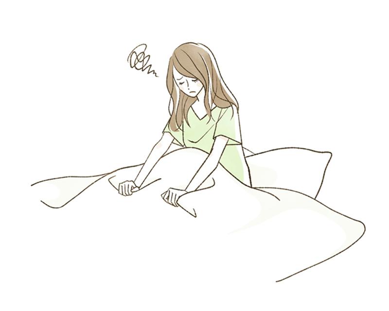 睡眠不足を感じる女性のイラスト