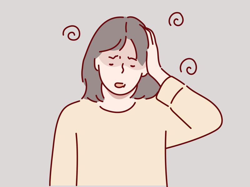自律神経の乱れによりスタミナ不足や疲労感を感じる女性のイラスト