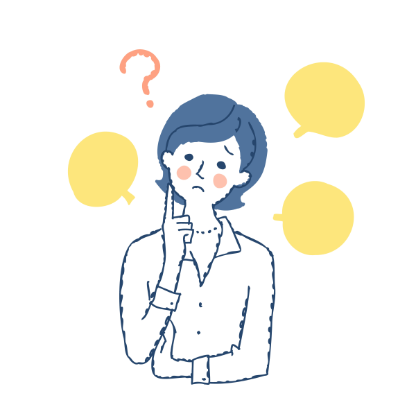 食べすぎに関する疑問を持つ女性のイラスト