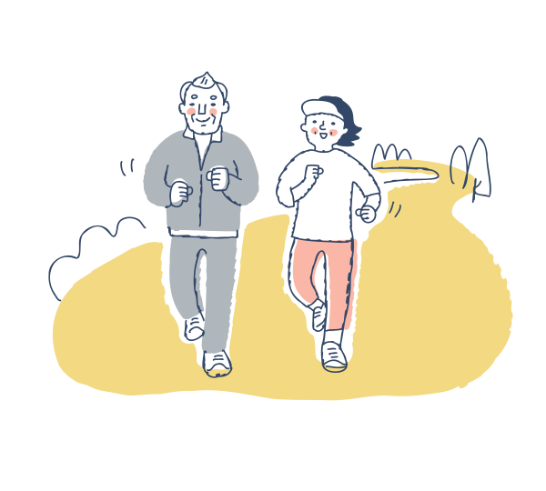 元気にランニングをするご夫婦のイラスト