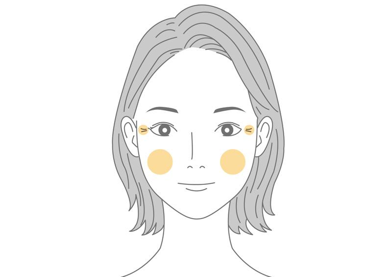 頬や目元にシワがある女性のイラスト